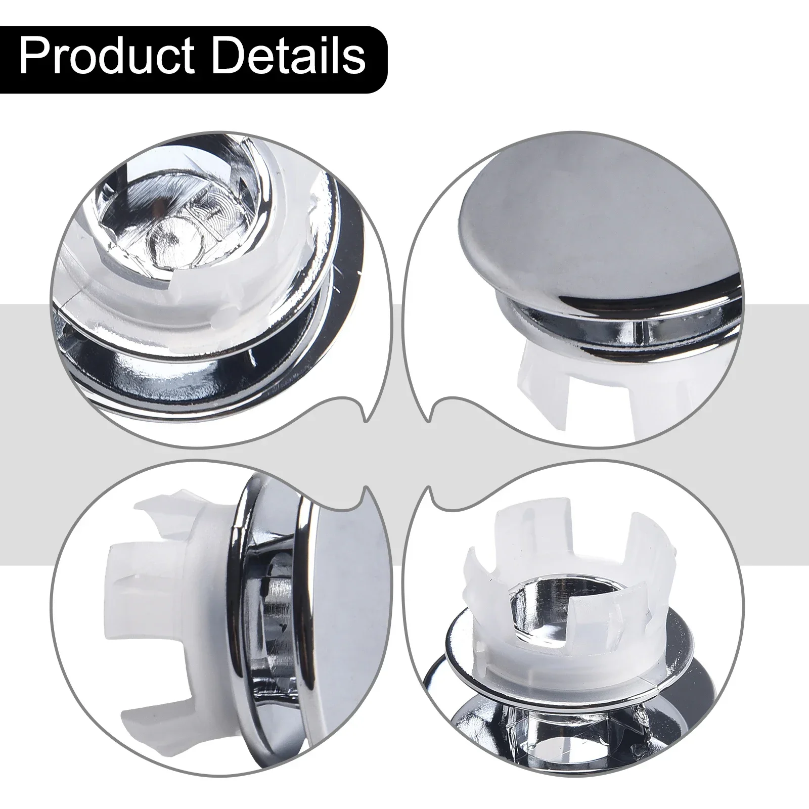 Chrome Durabile Hole Overflow Cover Bathroom Convenient Cover 33*11.8mm ABS Bathroom Basin Round Silver 2*Cover