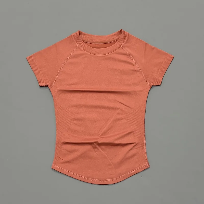Naadloze yoga-top met korte mouwen, dames, sneldrogend, ademend, slim fit, workout, gym, hardlopen, aansluitend sport-T-shirt, activewear