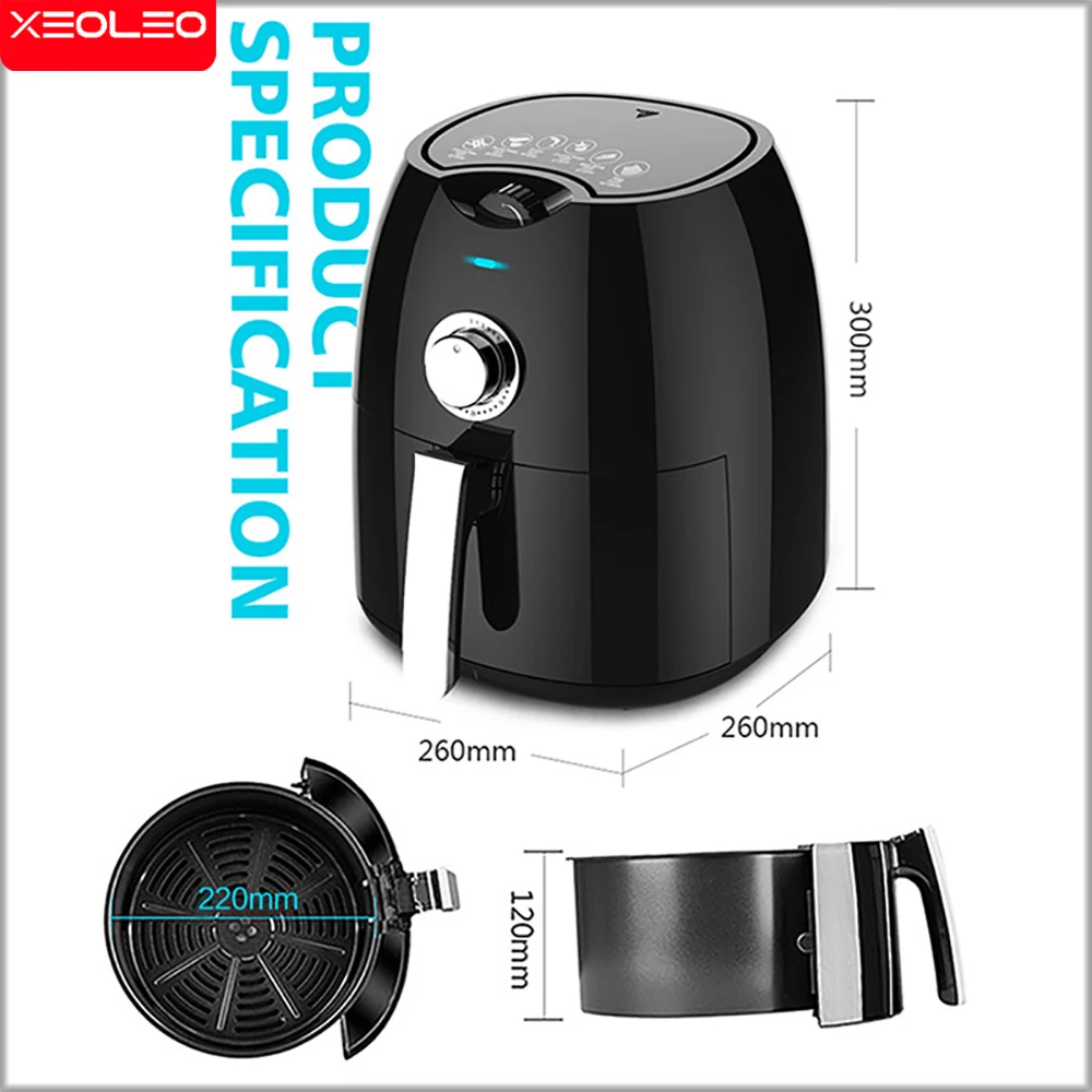 XEOLEO 2.5L Air Fryer Electric French Air-Fryer Oil-fee Automatic Household Intelligent Deep Frying Machine Chicken/Food