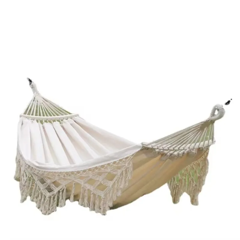 

Tassel Hammock Outdoor Folding Camping Woven Canvas Swing Portable Hanging Chair Wholesale Double