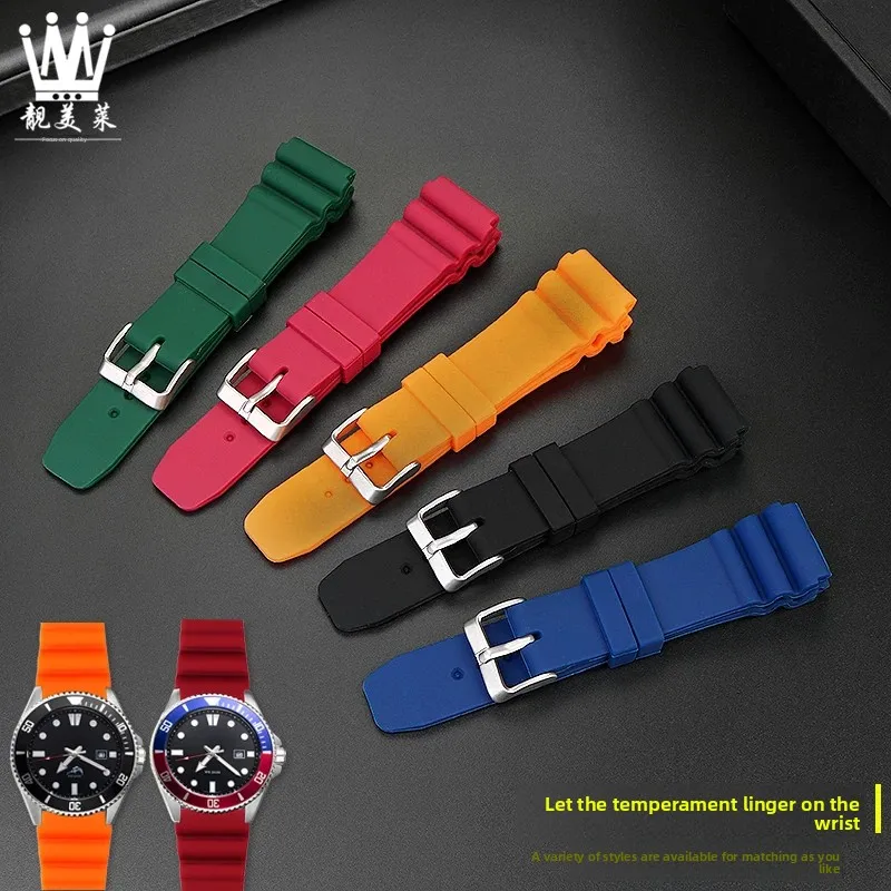 20mm 22mm Silicone Watchband For Casio Swordfish MDV-106 MDV-107 Water ghost Heart Men's Sport diving Rubber Watch Strap band