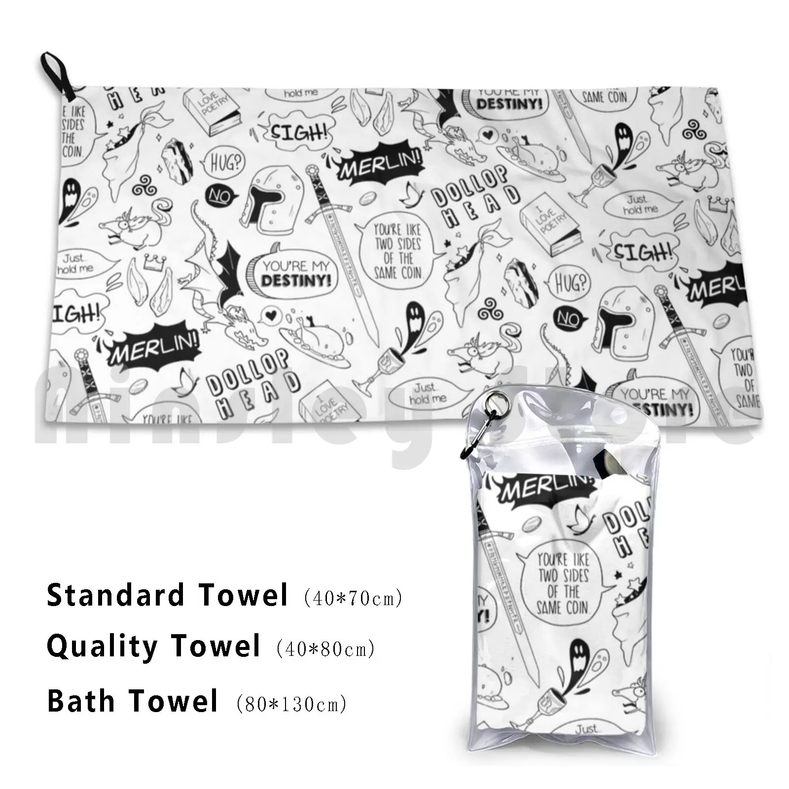 Merthur Pattern _ Merlin Custom Towel Bath Towel Merlin Merlin Merthur Arlin Emrys Merlino Colin Morgan