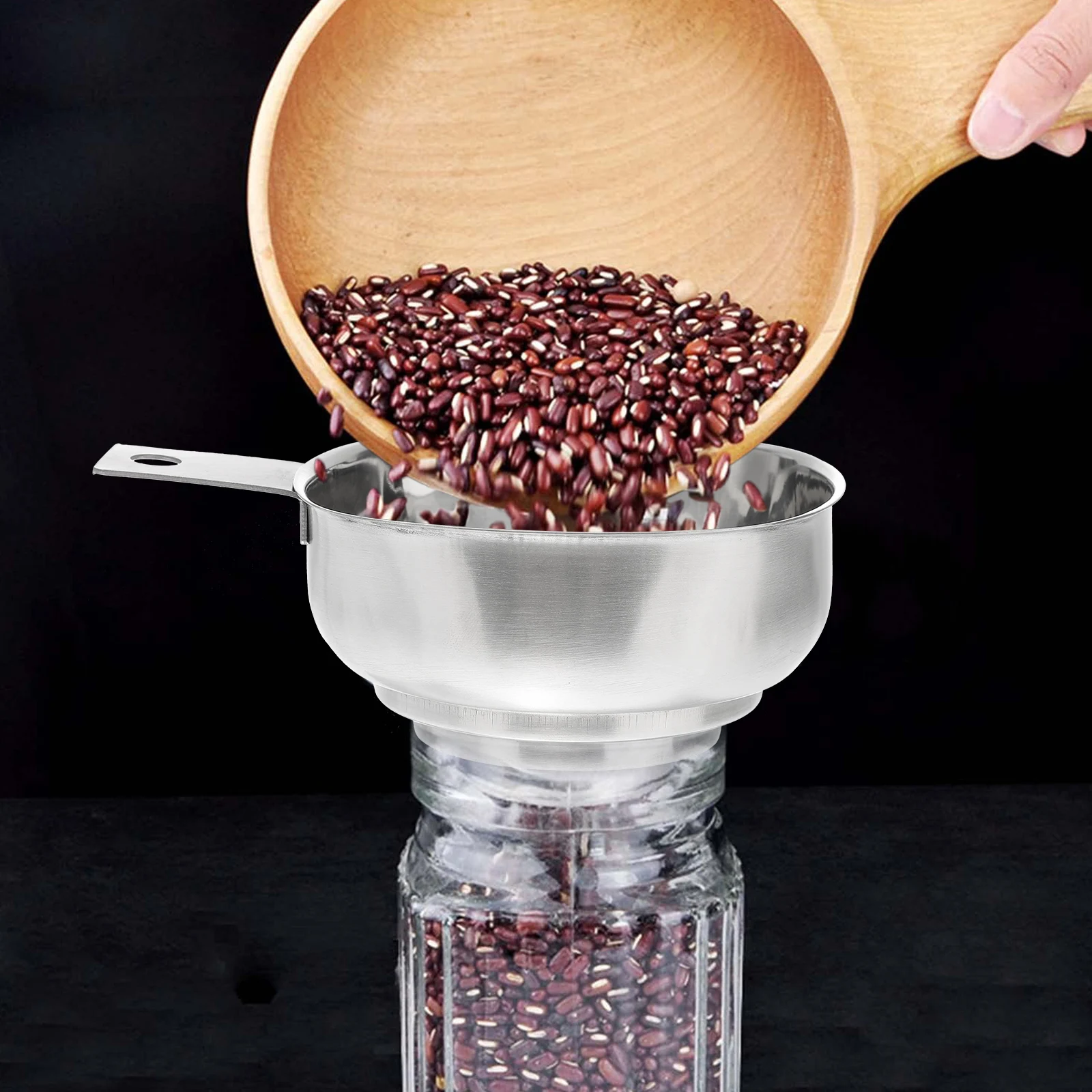 

1pc Stainless Steel Funnel Wide Mouth Kitchen Soy Sauce Funnels Large Hole Bulk Canning Jar Extra Filter Cooking Tool Practical