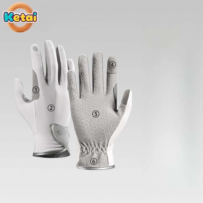 قفازات الفروسية، معدات التدريب على ركوب الخيل في الهواء الطلق، واقي من الشمس، مقاومة للاهتراء، مضادة للانزلاق، قفازات جميع الأصابع التي تعمل باللمس