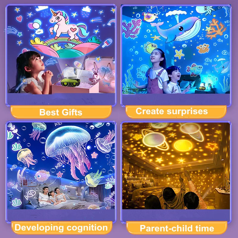 Robot Starry Sky Projector Night Light With Bluetooth Speaker USB Rechargeable Rotate LED Lamp Colorful Star Baby Gift