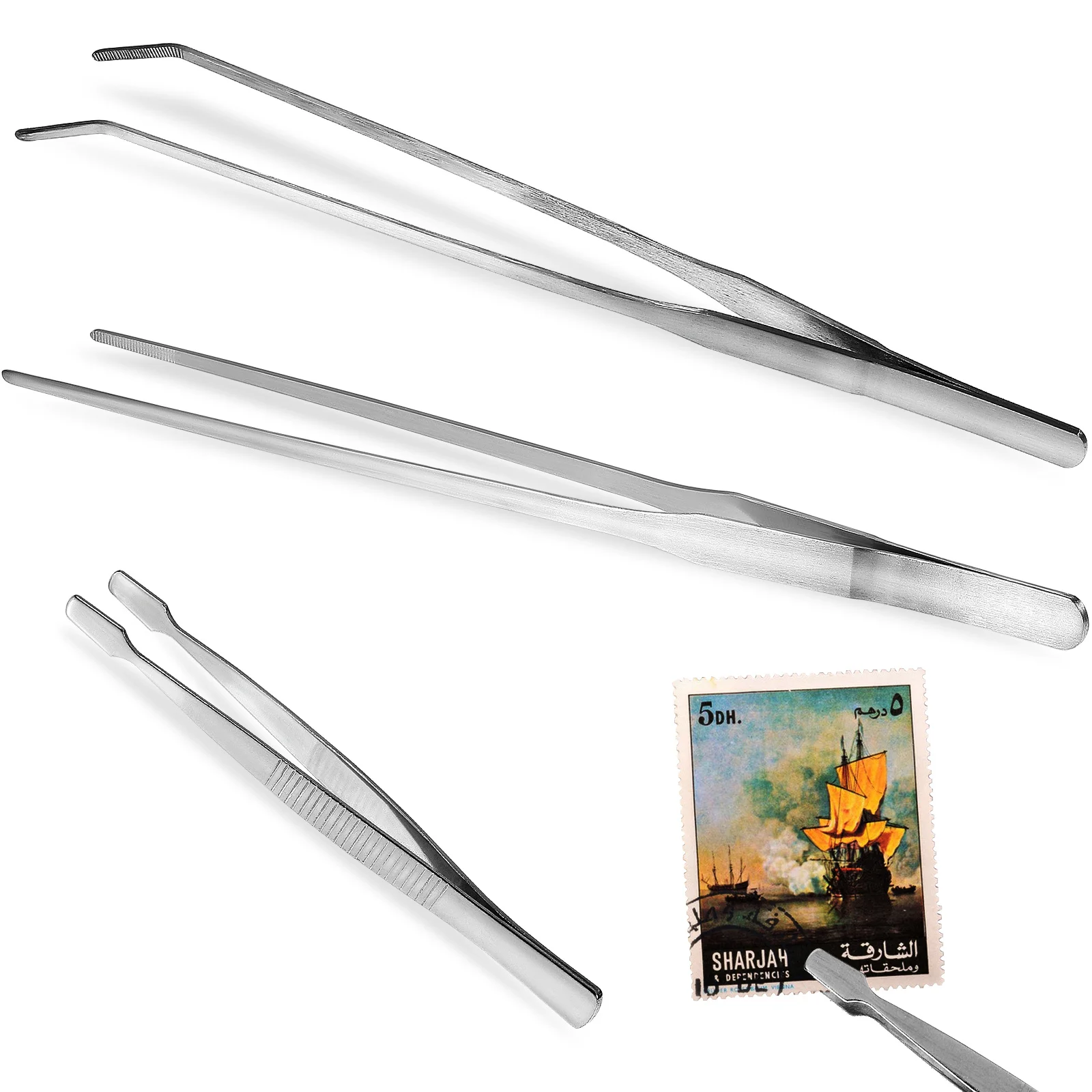 

3 pcs Extra Long Stainless Steel Tweezers Set Precision Tools For Gardening Bonsai Soil Loosening Moss Cleaning Crafting