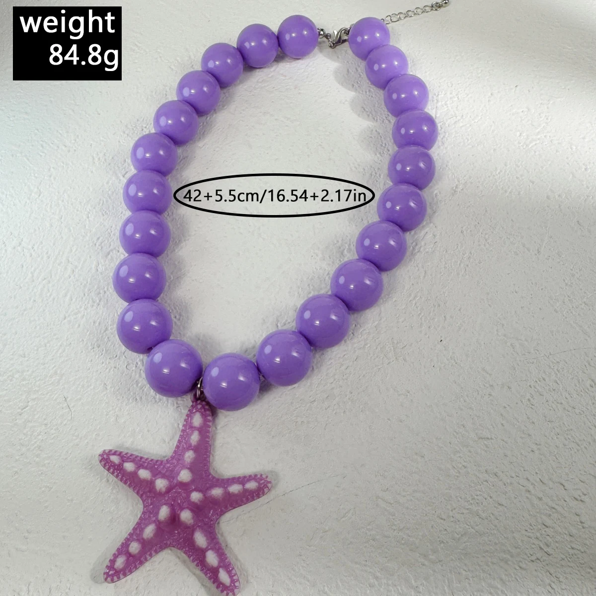Docona Ocean Style Colorful Acrylic Beaded Necklace Simulated Starfish Pendant Chain Women's Daily Vacation Exquisite Jewelry