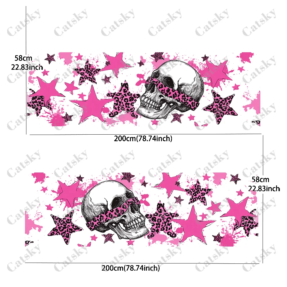 2pcs Starry Leopard Spray Skull Car Side Wraps, Self-Adhesive PVC Waterproof & Scratch-Resistant Stickers, Car Accessory Gift