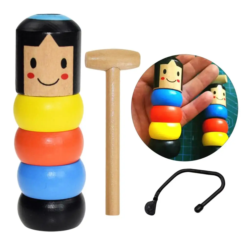 Unbreakable Wooden Man Magic Toy for Children Kids Close Up Stage Magic Props Magic Tricks Accessory Immortal Daruma Magic Trick