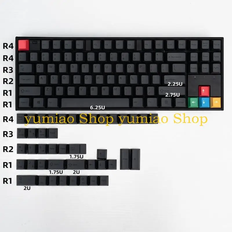 587B Keycaps 130 Japanese/English DyeSublimation Keycap Set for Mechanical Keyboard
