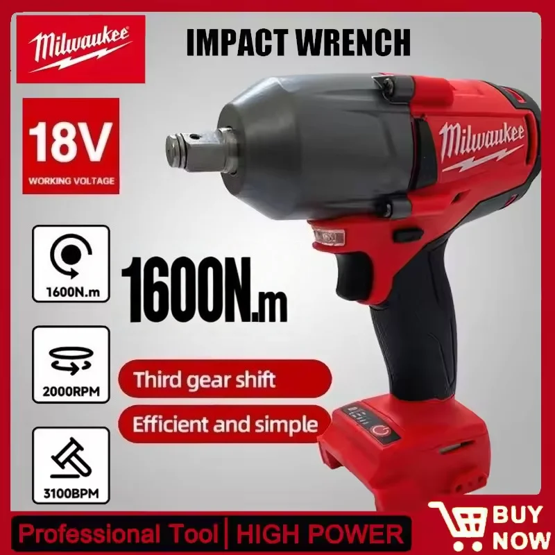

100% original Genuine Milwaukee 1600N.m Brushless Cordless Impact Wrench – Heavy-Duty 18V Power Tool for Car & Truck Repair