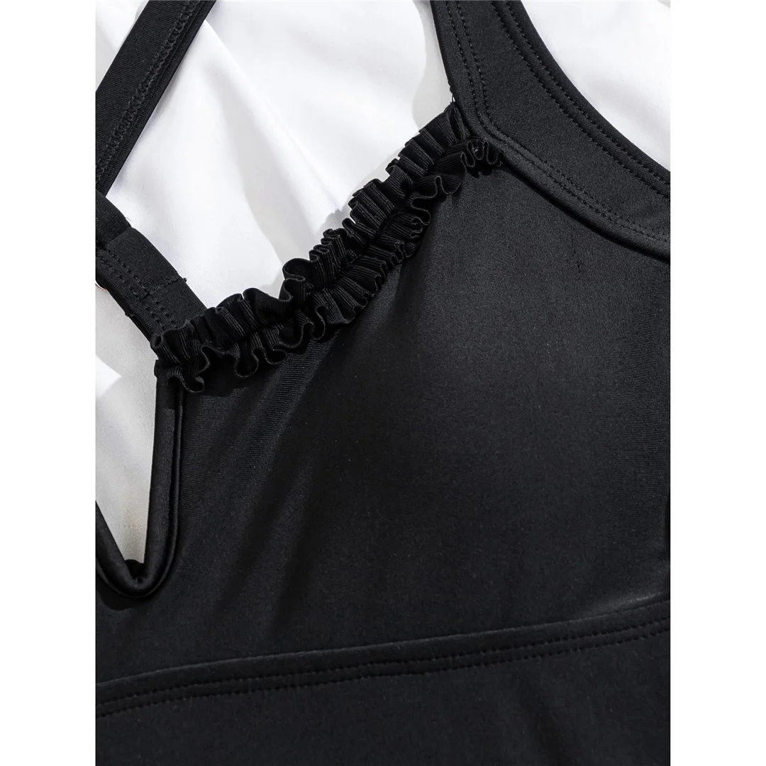S - XL, einteiliger Badeanzug mit V-Ausschnitt und offenem Rücken, Damen-Badebekleidung, Damen-Monokini mit überkreuztem Rücken, hoher Beinausschnitt, Badeanzug, Badebekleidung, Modell V6862. – Detail 7