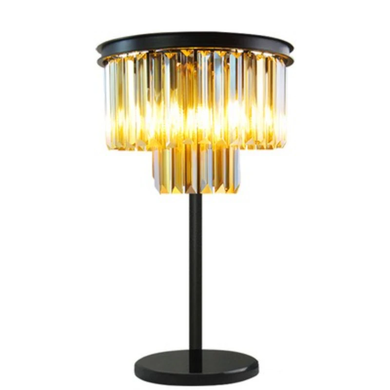 

American country simple creative fashion crystal desk lamp bedroom bedside decoration living room wrought iron retro