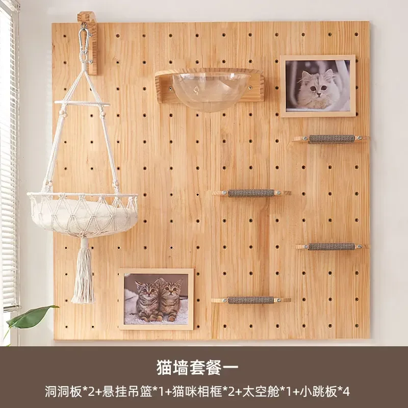 Cat Climbing Frame  Scratch Trees Wire-Wrap Board Cat Wall  Wood  Ladder Jumping Platform Space Capsule Cat Nest  Rack
