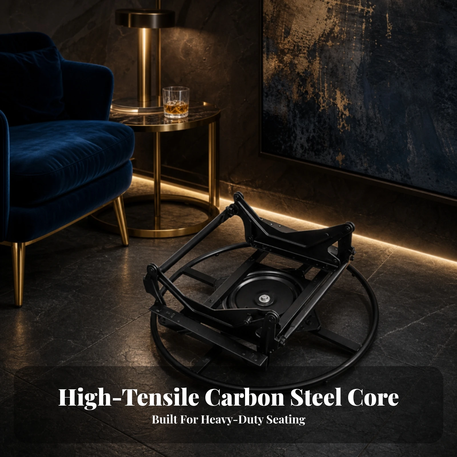 Sofa Swivel Circular Base Durable Chair Base with Swivel Bottom Mechanism 360-Degree Rotating Tray Hardware Low-Profile