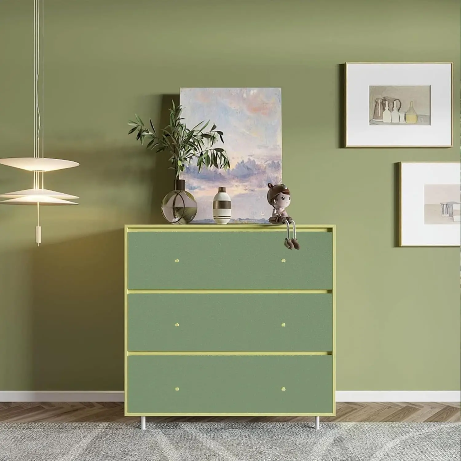 1 Roll Matte Green Self Adhesive Vinyl Wallpaper - Waterproof Pure Contact Paper for Cabinet Shelf Liner Home Room Wall Decor