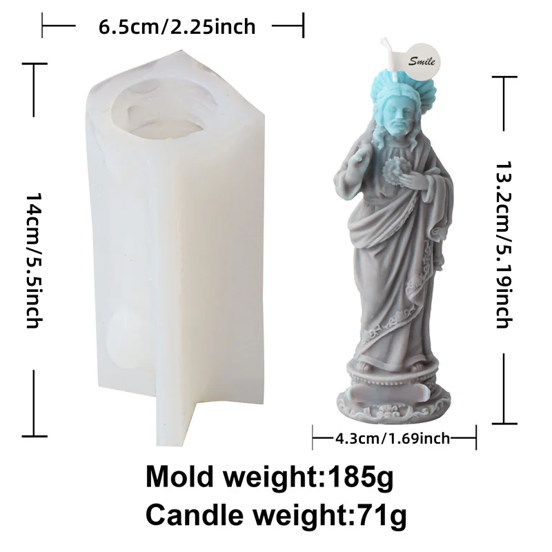 Touching Heart Jesus Statue Mold Holy Family of Virgin Mary and Jesus Plaster Making Holding Baby Virgin Mother Epoxy Resin Mold