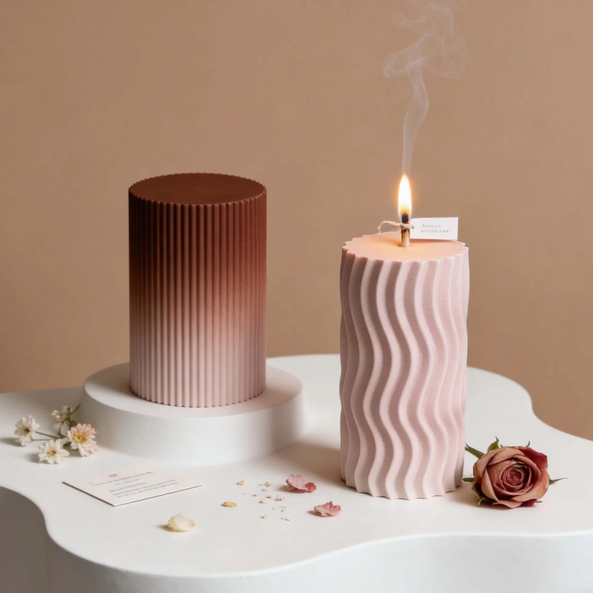 DIY Epoxy Candle Silicone Mold Stripe Cylinder Wave Cone Candle Silicone Mold For Resin Making Home Decoration Molds