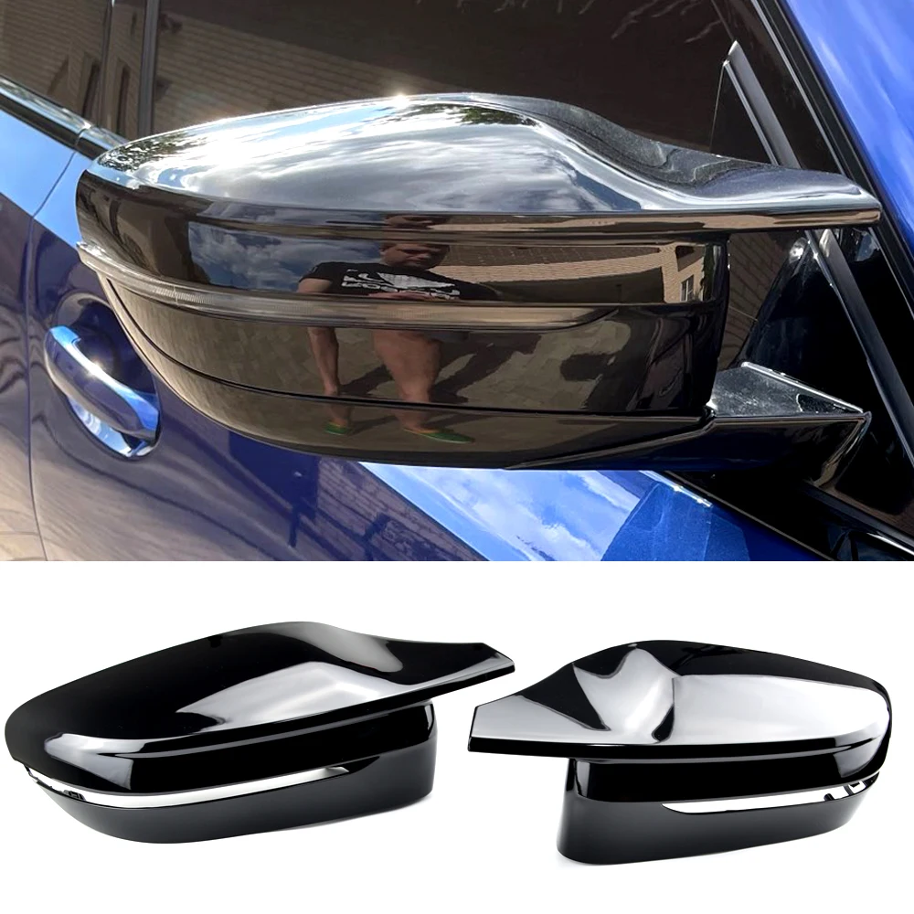 

2pc Bright Black Side Wing Rearview Mirror cover caps for BMW 3 Series G20 G21 G28 320d 330e 330i 340i 2019-2022 M4 style LHD RH