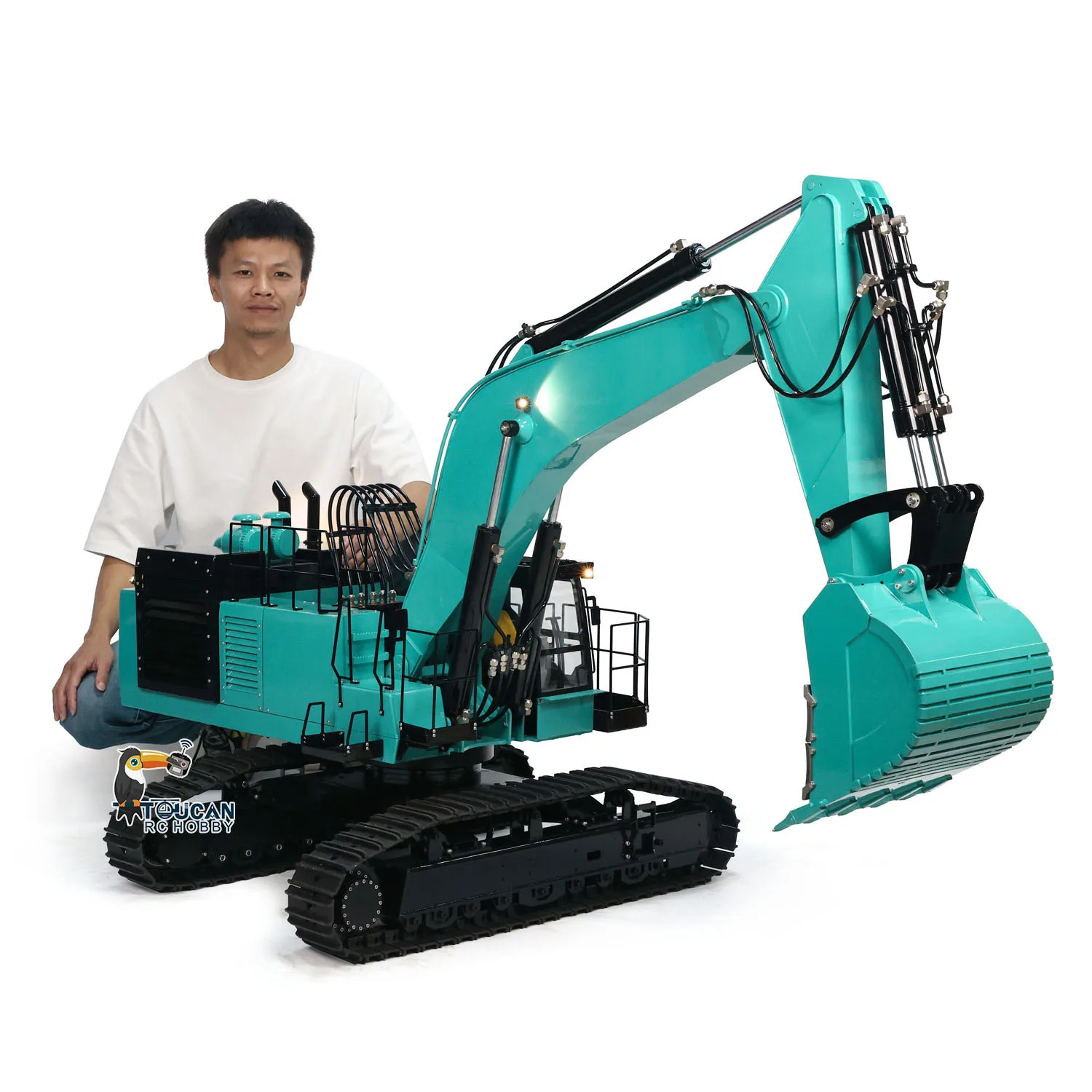 PC1250 RC Metal Hydraulic Excavator 1/8 Scale Heavy Duty Construction Vehicle Remote Control Digger Light System Toys Models