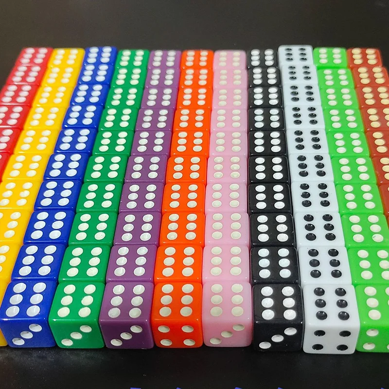 Juego de dados de punta de esquina cuadrada, accesorios para juegos de mesa, 16mm, 10 unidades por juego