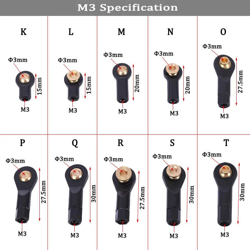 10 stks Plastic M2/M3 Rod End (Ball End/Kogelgewricht) met Schroef voor RC Boot/Vliegtuig/Vrachtwagen/Buggy Crawler/RC Auto's voor Volwassenen