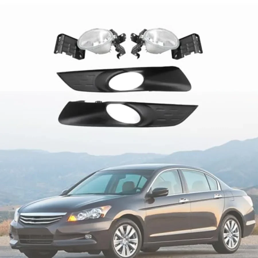 4 قطع من مصابيح الضباب المصد الأمامي الأسود ومجموعة غطاء لتعزيز الرؤية ومظهر أنيق متوافق مع هوندا أكورد 3.5 لتر #1