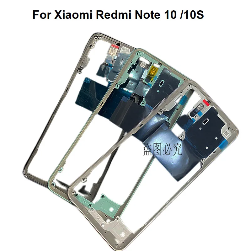 Quadro Médio para Xiaomi Redmi Note 10, 4G, Moldura Frontal, Capa de Habitação Traseira, Mid PlateReplacement para Redmi 10S, 6.43\