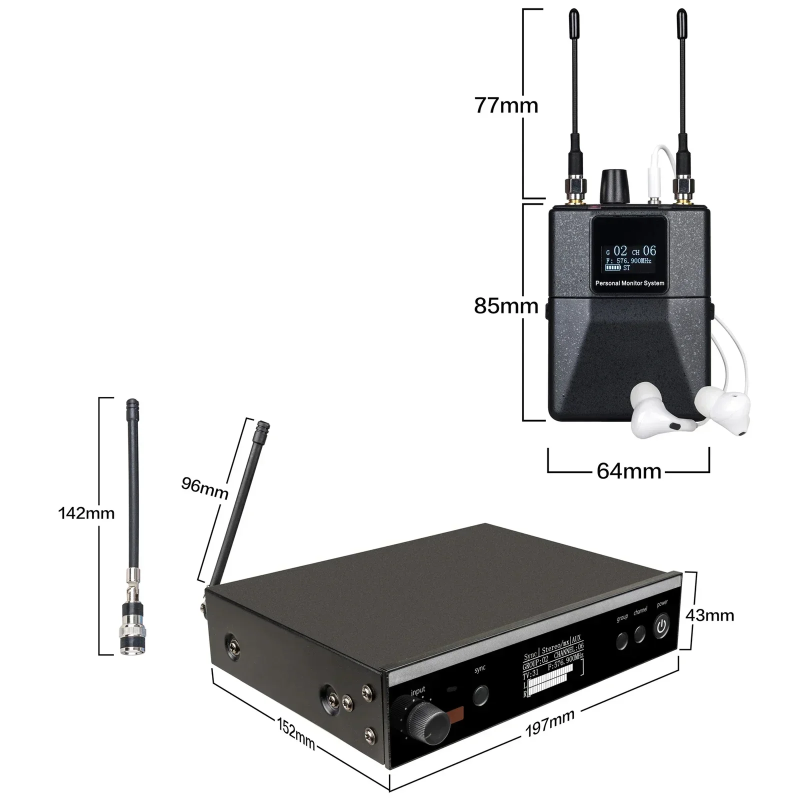 SENNESAI-sistema de monitoreo intrauditivo PSM300 estéreo inalámbrico, UHF, para bandas, 500MHz, 100mW, procesador Digital DSP de 24 bits