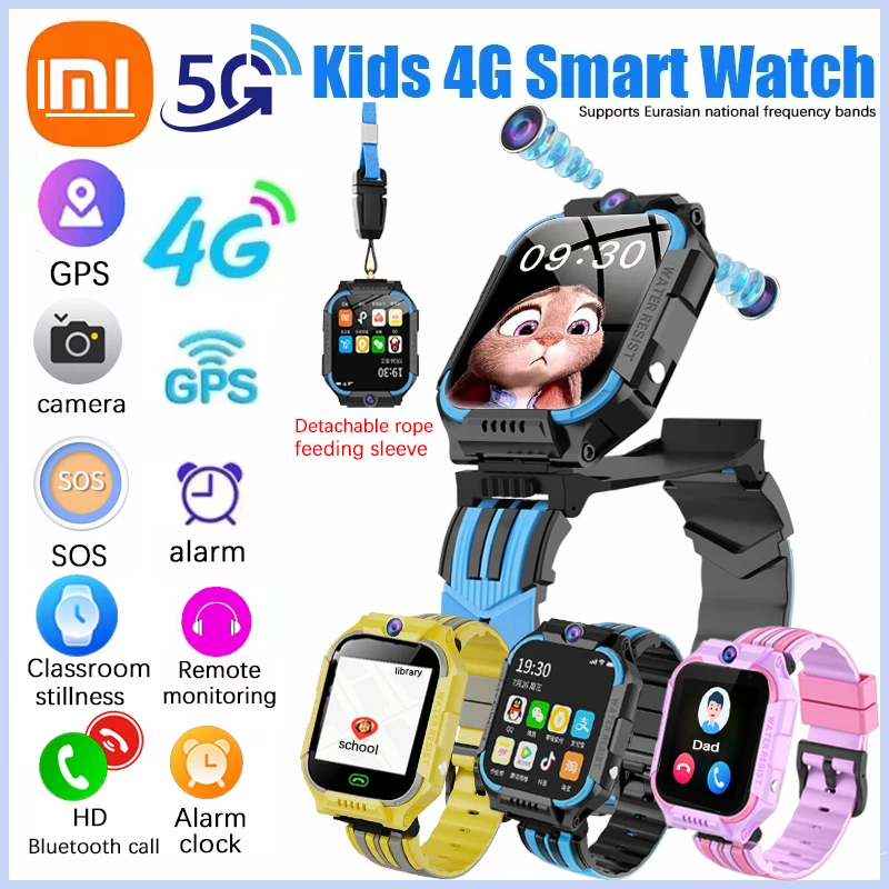 

Смарт-часы 3-12 детей, 4G, SOS, GPS, местоположение, SIM-карта, звонок, студенческие детские умные часы с камерой, водонепроницаемые, подарок для мальчиков и девочек для Ios Android