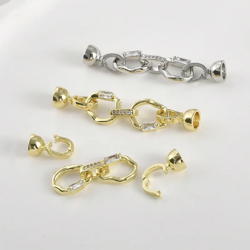 

Цепочка из настоящего золота 14 карат, необычной формы, с инкрустацией цирконами, для самостоятельного изготовления браслетов и ожерелий, соединительная застежка, ювелирные аксессуары