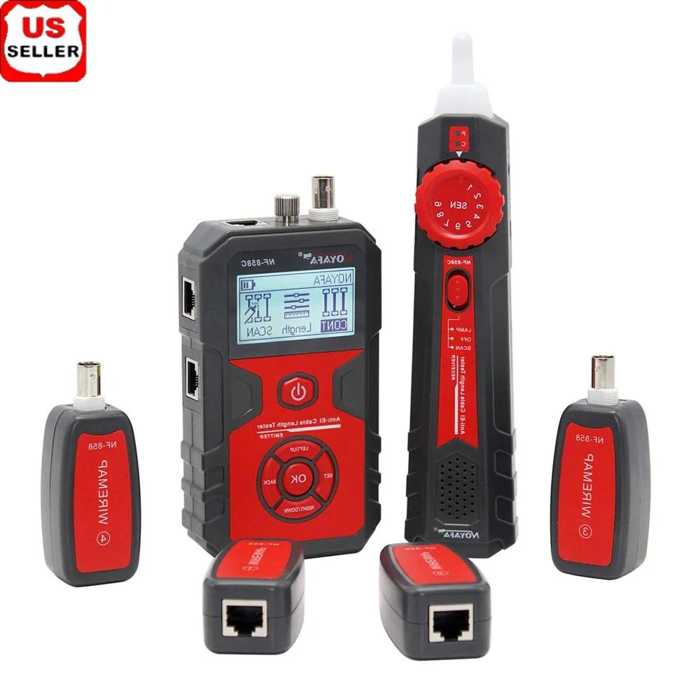 Probador de Cable de red RJ11 RJ45 Ethernet tóner POE con localizador Visual de fallos probador de Cable recargable probador POE longitud del Cable