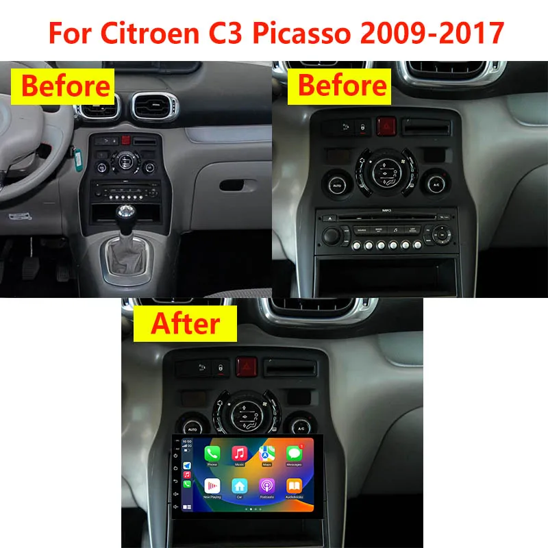 7 Cal Radio samochodowe z androidem dla Citroen C3 Picasso 2009-2017 1 Din CarPlay nawigacja multimedialna GPS odtwarzacz wideo jednostka główna