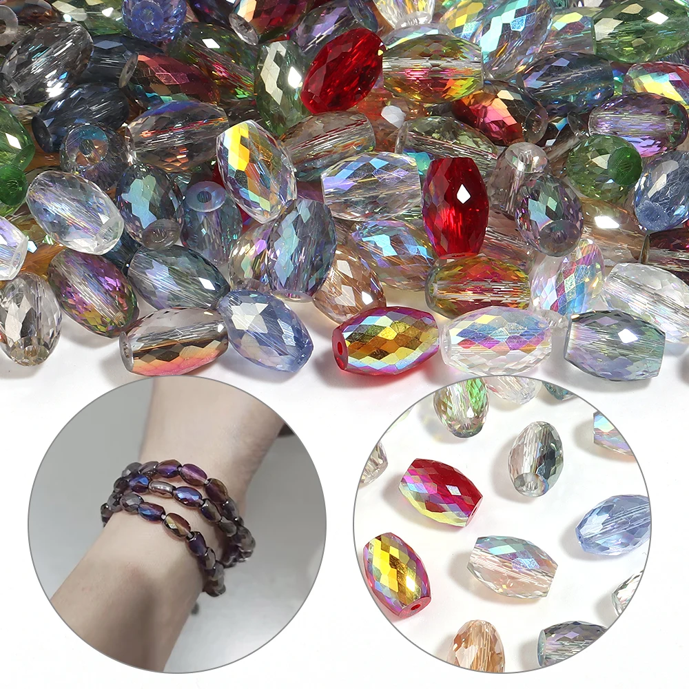 20 Stück 8x11mm ovale, zylindrische, facettierte Kristallglasperlen, lose Abstandsperlen für die Schmuckherstellung, DIY-Armband- und Halskettenzubehör – Detail 2