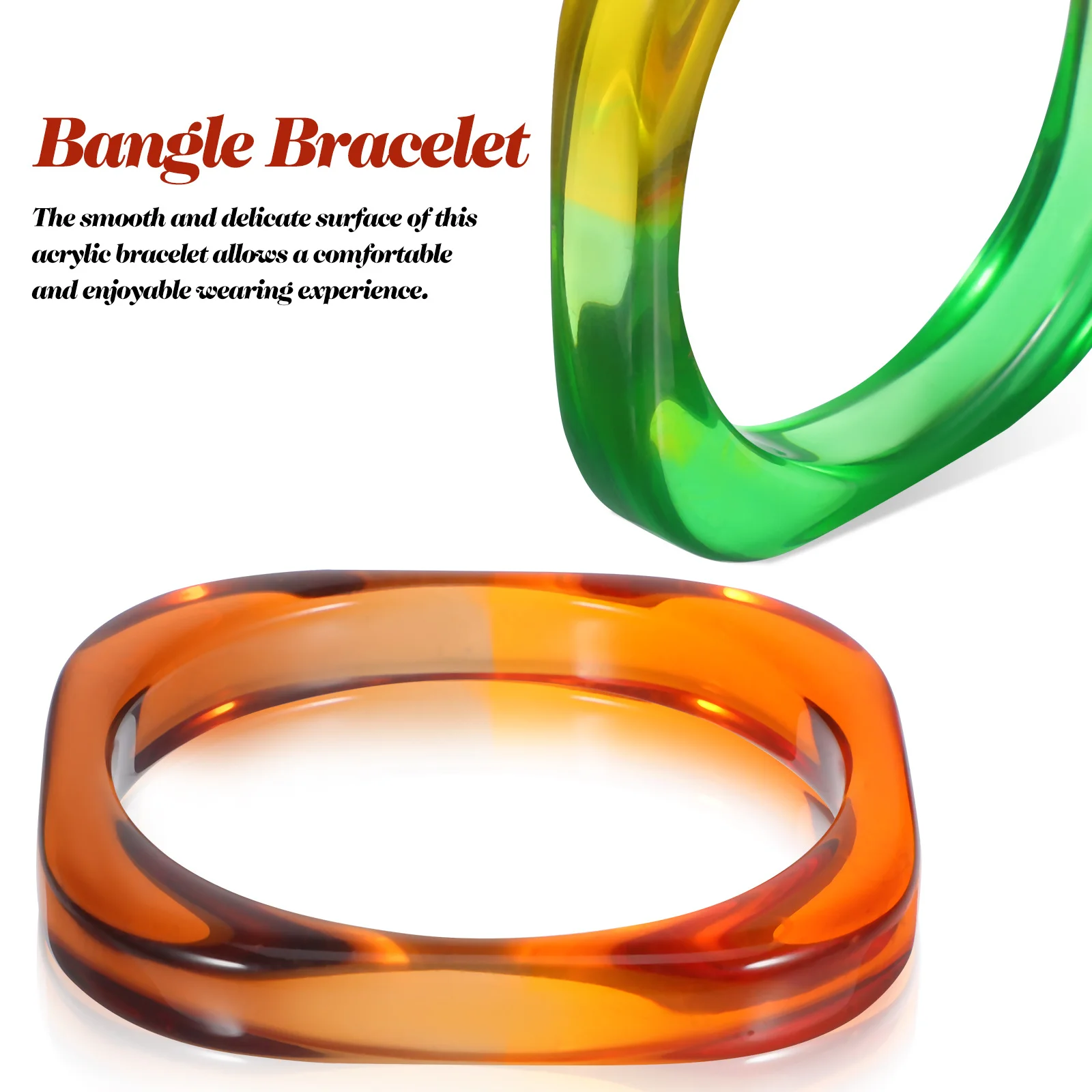 

4Pcs Acrylic Gradient Wide Bangles Bracelets for Women Chunky Lightweight Comfortable Jewelry Acrylic Bracelet