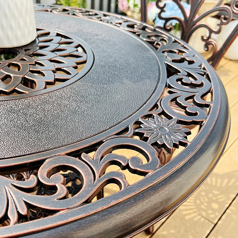 كرسي طاولة خارجي، كرسي حديقة خارجي مصبوب، شرفة فيلا، مجموعة طاولة مستديرة