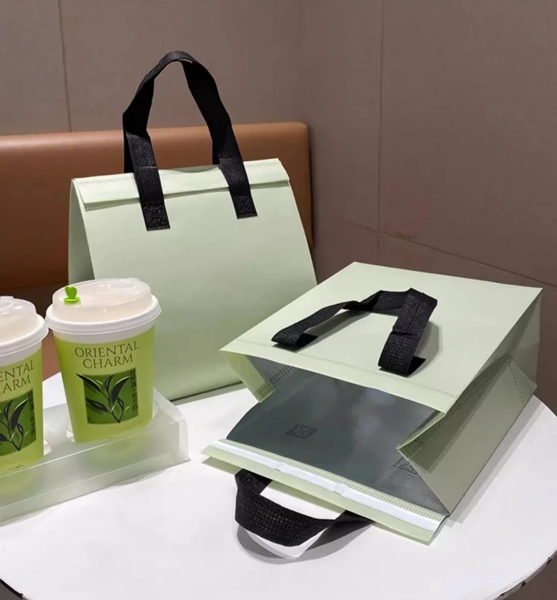 10pcs Green Non-Woven Insulated Tote Bags – Portable Reusable Meal Carrier Pouches for ... - SKU NITB1612 - UGI Packaging