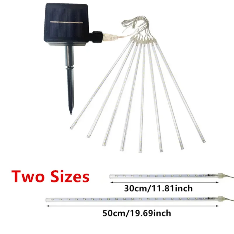 Led Light String Outdoor Christmas Decoration for Tree Garden 8 Tube 30/50cm Solar Meteor Shower Rain Holiday Light Fairy Light