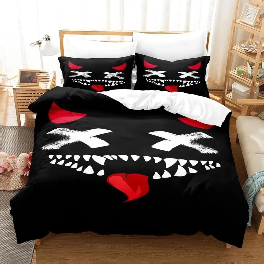 XOXO Devil Smiling Face Bedding Set Single Twin Full Queen King Size Bed Set Aldult Kid Bedroom Duvetcover Sets 3D Print 2022