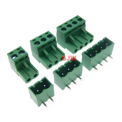 Pitch 5.08mm 2/3/4P Screw Plug-in PCB Terminal Block 2EDGK 2EDGRC Close Corner Male/Female Pluggable Connector 5/10Pcs