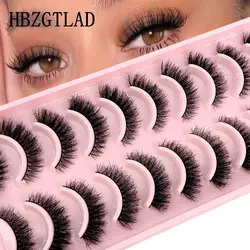 HBZGTLAD 10 pairs natural long 3D mink false eyelashes fake lashes makeup kit Mink Lashes extension eye lashes short eyelashes