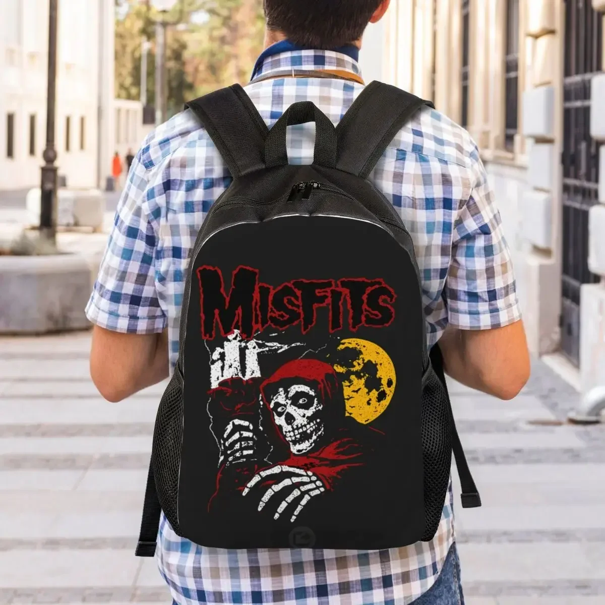 Custom Heavy Metal Misfits Skull Laptop Backpack Men Women Basic Bookbag for School College Students Horror Rock Roll Bags