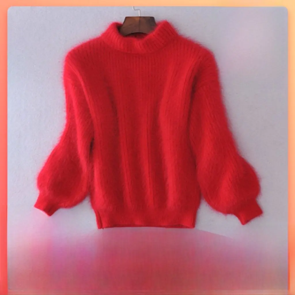 

Korean Style Soft Comfortable Long Sleeve Mink Hair Sweater Half Crewneck Pullover Autumn Winter Fashion Women's Top