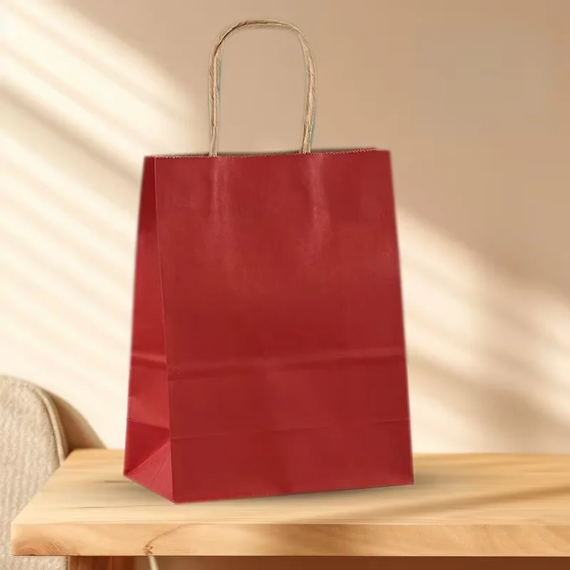 20 Stück anpassbare Logo-Kraftpapiertüten mit Griffen, Geschenkverpackungsbeutel für Geschäft, Kleidung, Hochzeit, Weihnachten, Lieferungen, Handtaschen – Detail 13