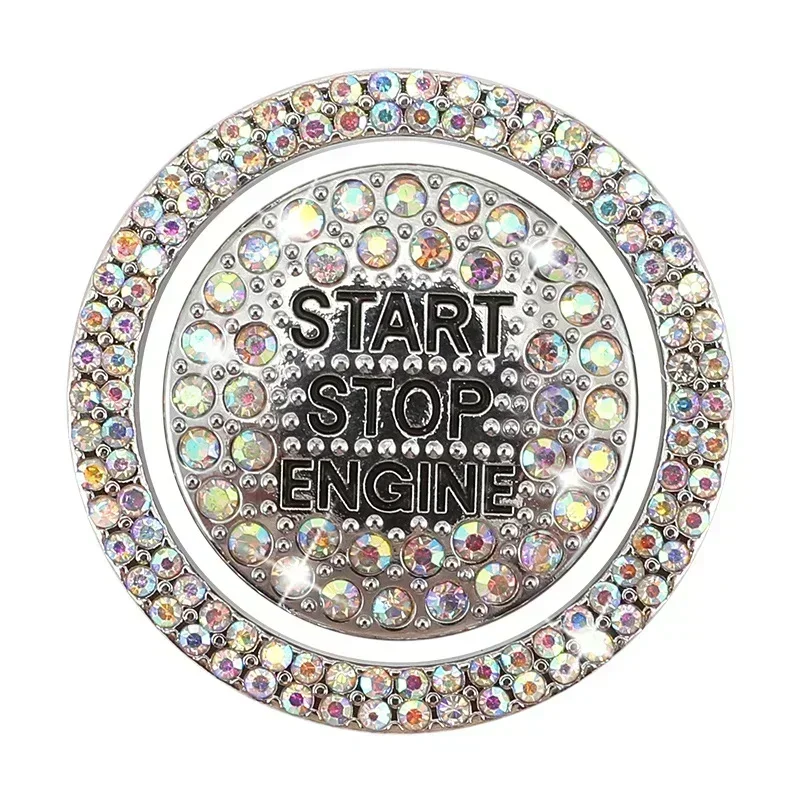 NEW Car One-start Button Diamond Decoration Stickers Interior Ignition Starter Switch 3D Ring Rhinestone Bling BlingSticker