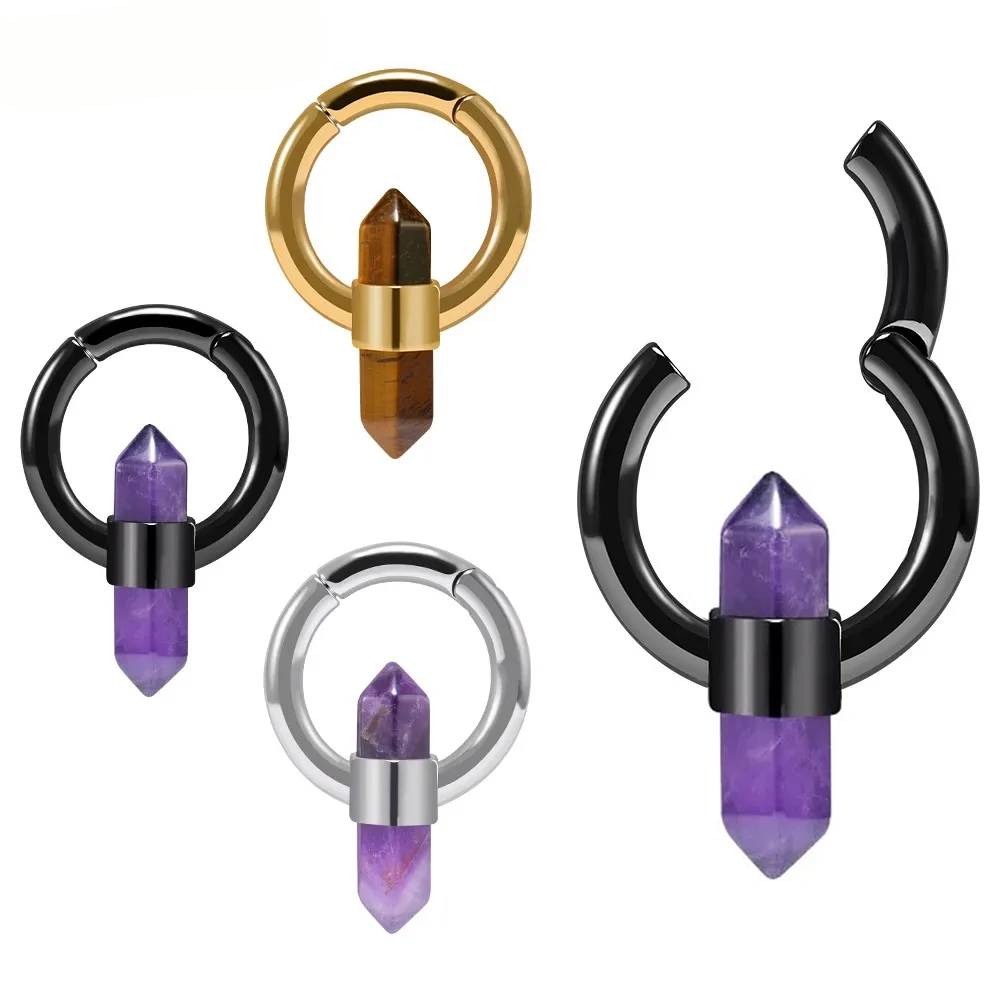 1 قطعة الفولاذ المقاوم للصدأ المغناطيسي دائرة المفصلي الأذن الوزن جمشت حجر عين النمر سداسية مقياس الأذن المتوسع نقالة #1