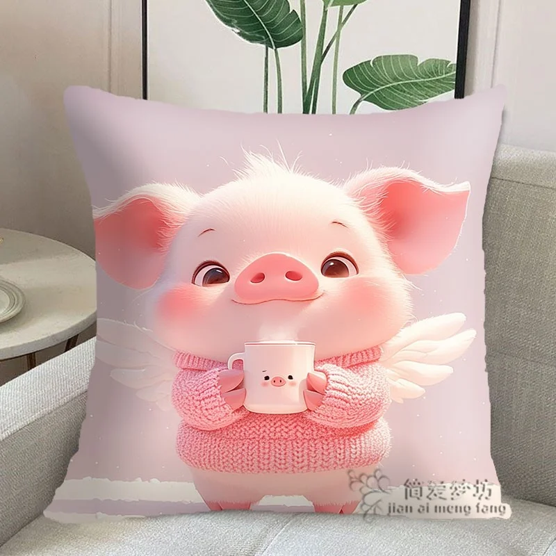 

Очаровательная подушка с вышивкой знака зодиака Свинья, простой набор для вышивания крестиком с трехсторонней молнией, современный минималистичный дизайн, хлопковая ткань для дома