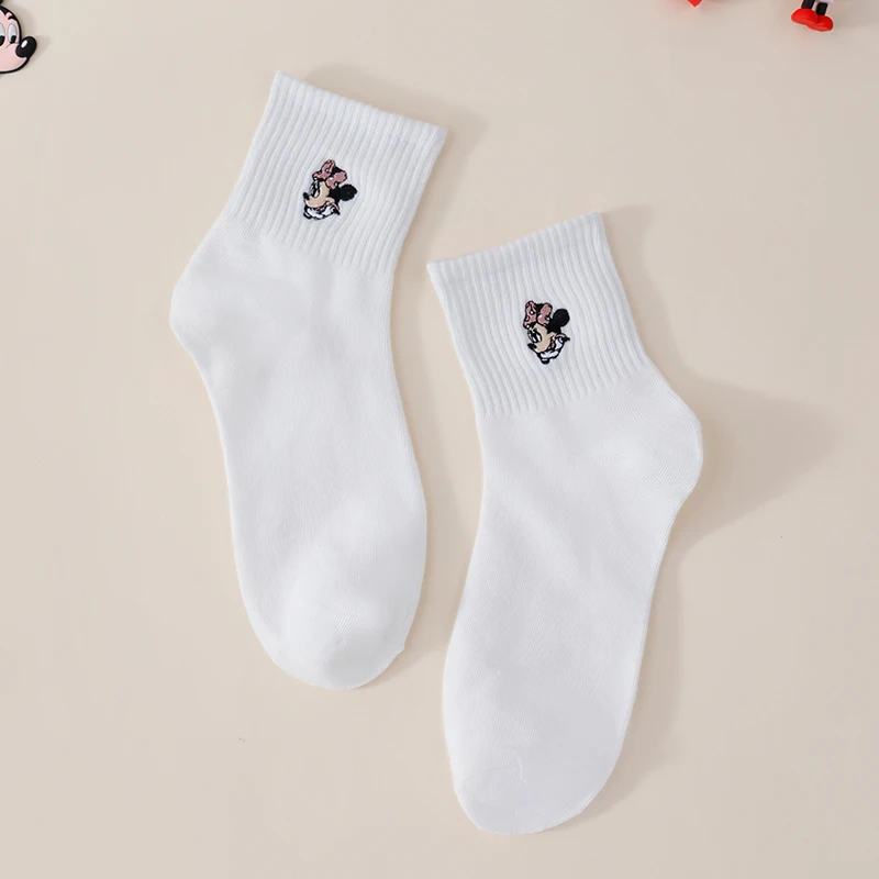 5 Paar Four Seasons Damen-Socken mit süßem und modischem Cartoon-Stickmuster, vielseitig einsetzbar, bequem und lässig, weiße lange Socken – Detail 4