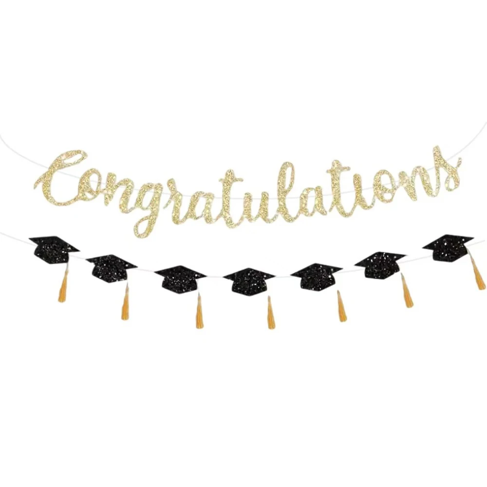 Runtowo 2026 Gefeliciteerd Mortarboard Banner, Klasse van 2026 Feestdecoratie, Afstudeer Vlaggenkrans Afstudeerbenodigdheden