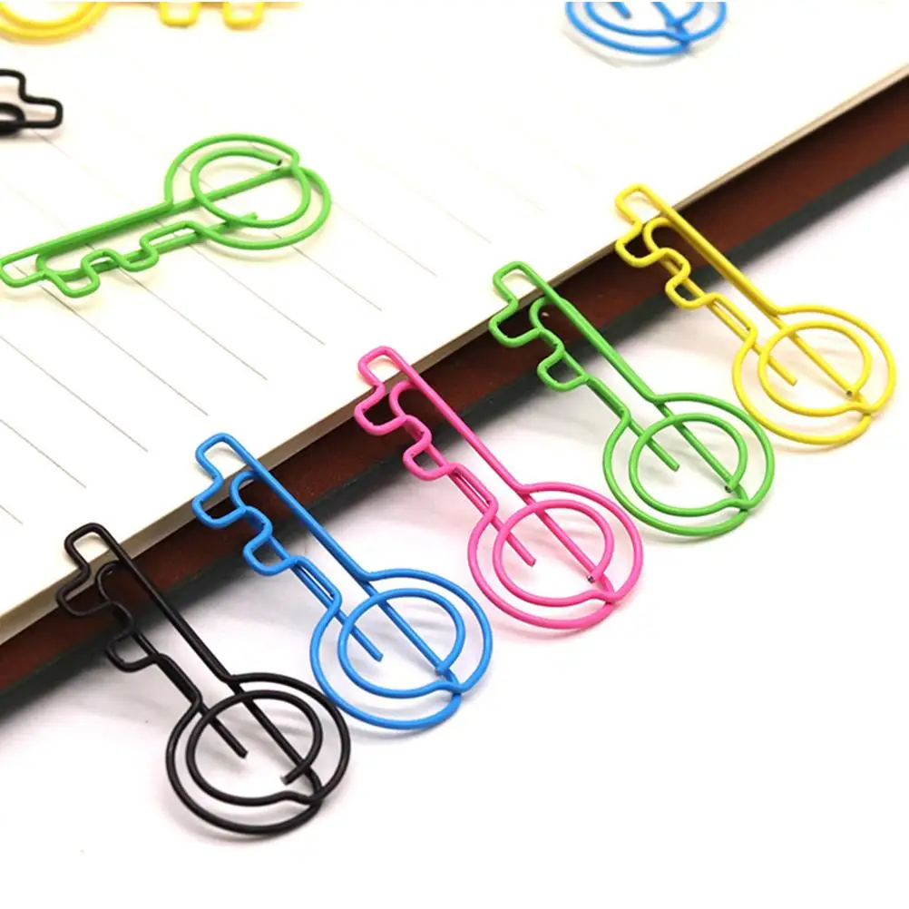 50 قطعة مشابك ورق على شكل مفتاح لطيف سلك المرجعية المعادن مضحك مكتب مخطط ganizer وثيقة ملف عقد ورقة الموسيقى